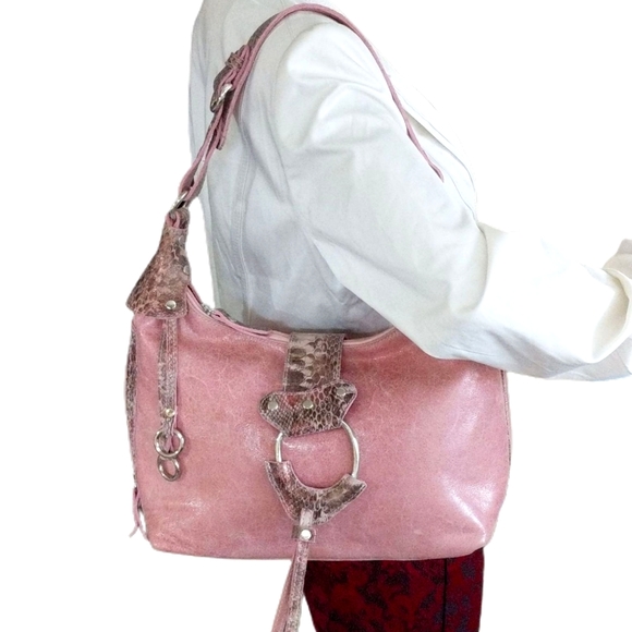 SHARIF STUDIO PINK LEATHER SHOULDER BAG